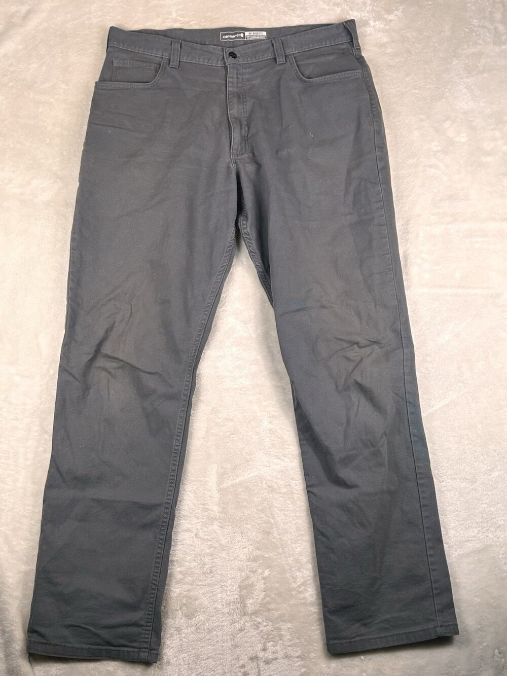 Carhartt Pants Men's 38x36 102517-039 Relaxed Fit Canvas Work Pants Gray